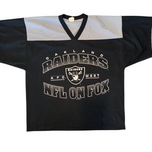 Vintage Oakland Raiders NFL On Fox 1996 Football Gray Black Jersey Sz XL